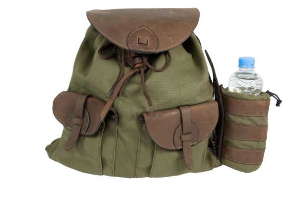 Canvas Rucksack mit Flaschenhalter